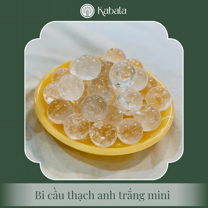 Bi cầu Thạch Anh Mini Các Loại - Kèm Đế - Thạch Anh Trắng