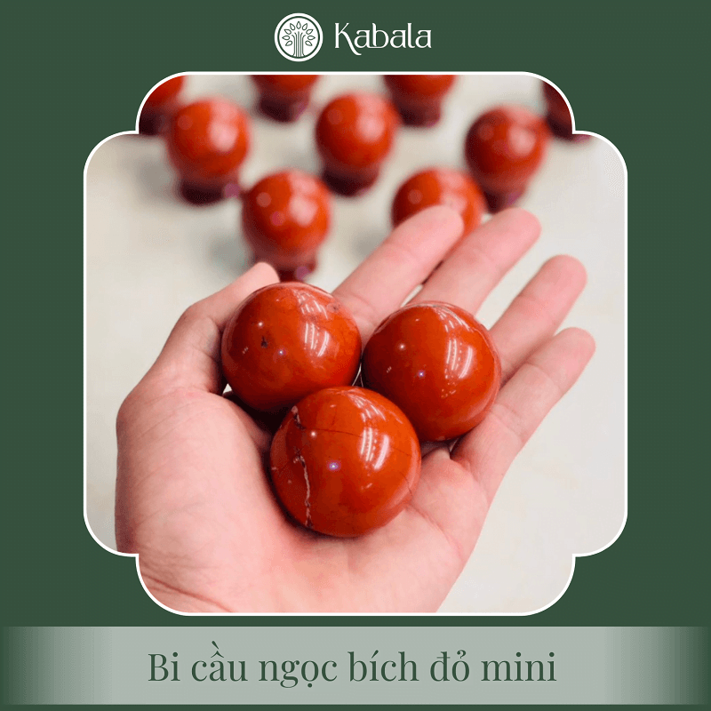 Bi cầu Thạch Anh Mini Các Loại - Kèm Đế - Ngọc bích đỏ