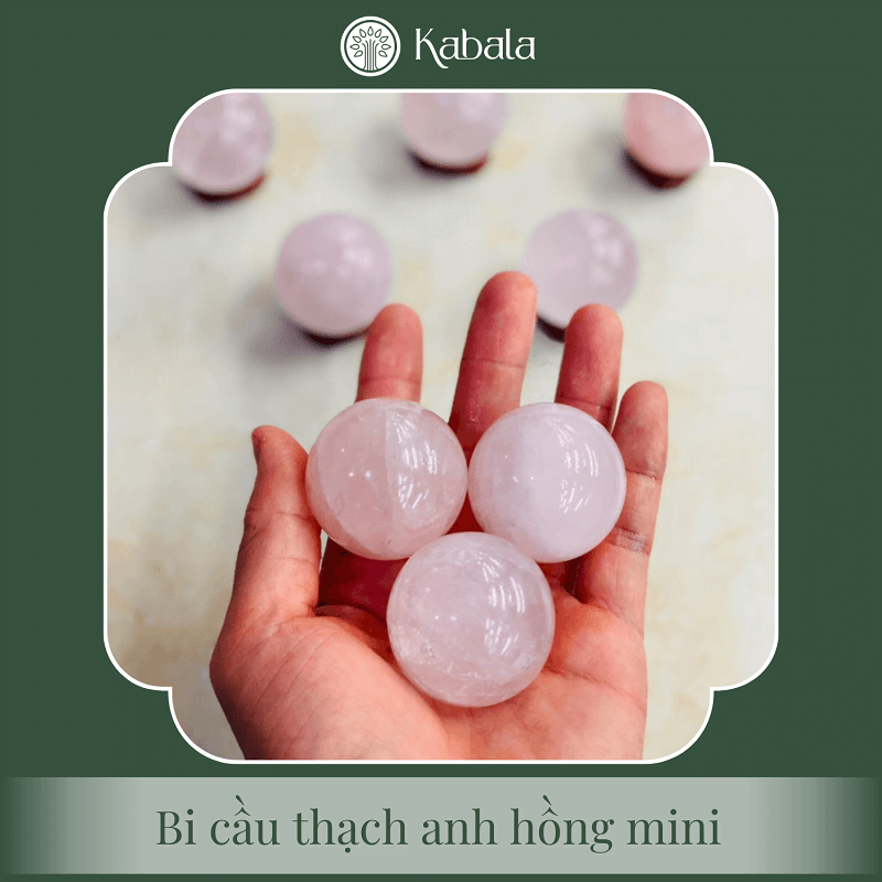 Bi cầu Thạch Anh Mini Các Loại - Kèm Đế - Thạch Anh Hồng