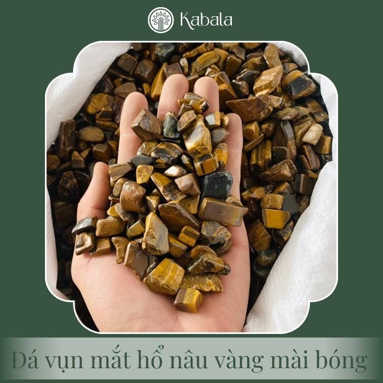 Đá Vụn Thạch Anh Mắt Hổ Mài Bóng (kg) - Màu Nâu Vàng